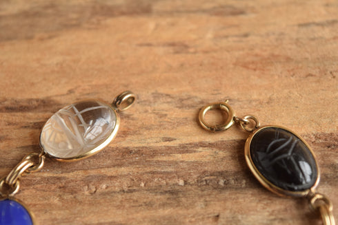 Large Gemstone Scarab Bracelet - 12K GF, HSB